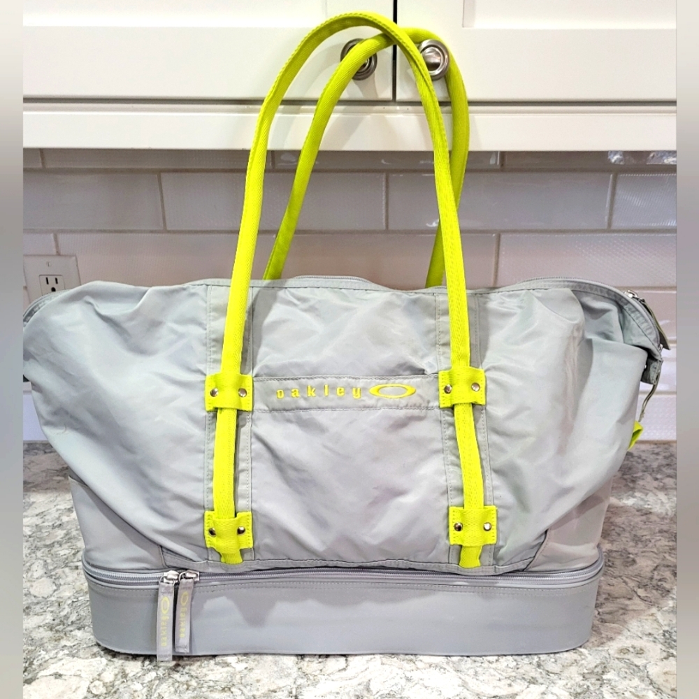 Oakley Gray and Neon Yellow Travel Bag